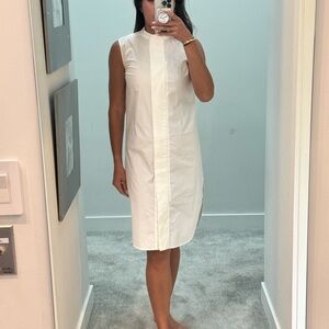 Piazza Sempione white sleeveless column mandarin collar dress.  Size IT 38